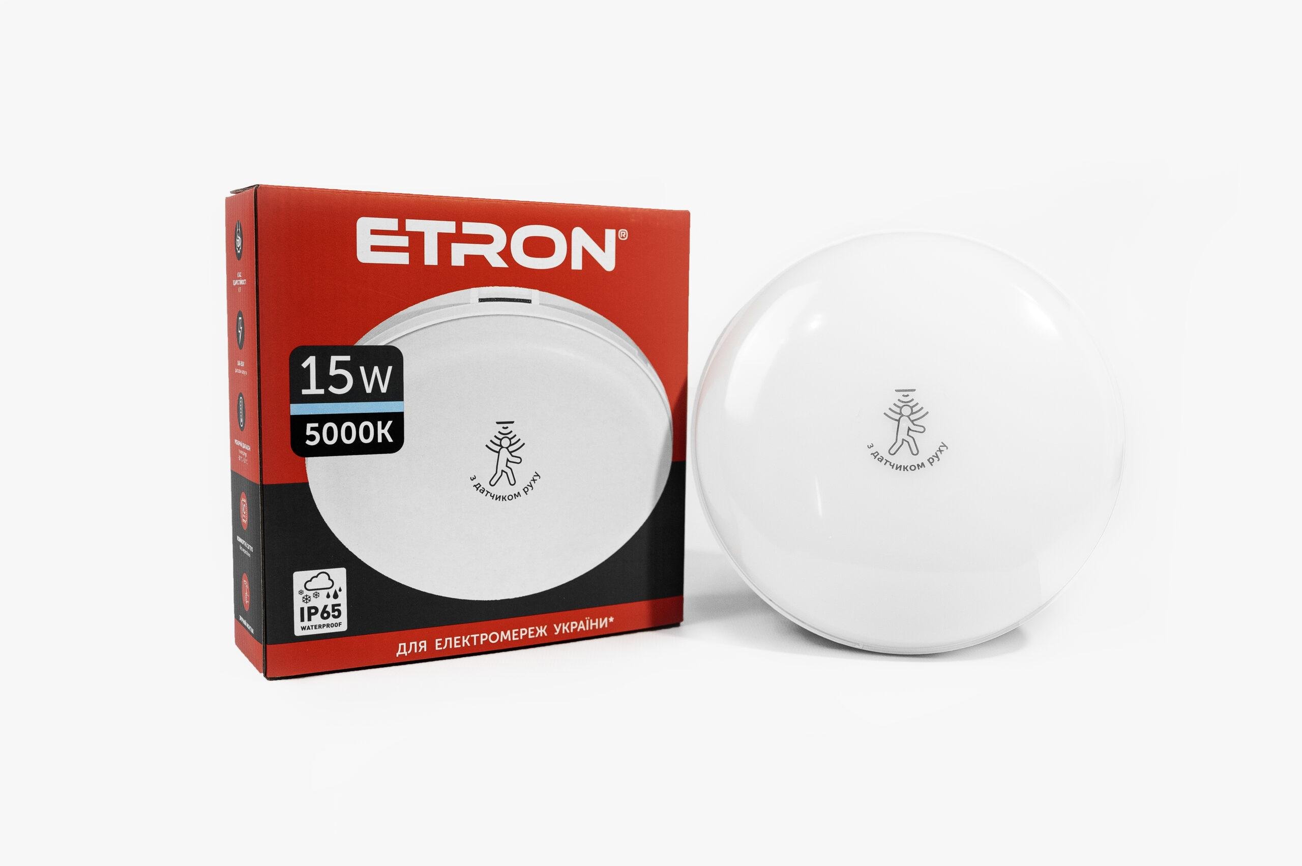 Светодиодный светильник ETRON Communal 1-ESP-524-CD 15 Вт 5000 К IP65 круг + датчик движения (20184)