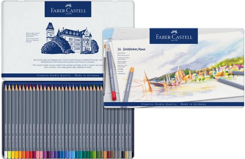 Набір акварельних олівців Faber-Castell GoldFaber Aqua металевий пенал 36 кольорів (114636) Набір акварельних олівців Faber-Castell GoldFaber Aqua металевий пенал 36 кольорів (114636)