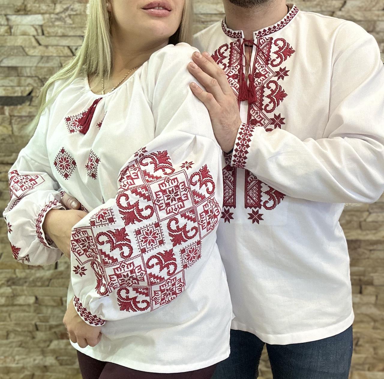 Вишиванки парні чоловіча і жіноча Фемілі лук L/L Білий/Червоний (2093361756)