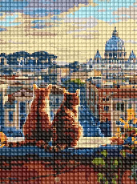 Набір з алмазною мозаїкою Ideyka Котики у Римі 30x40 см (MTT-194019)