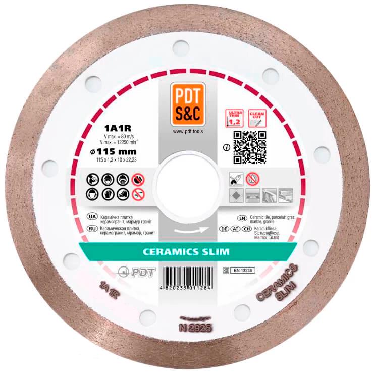 Круг алмазный по керамике PDT Ceramics Slim 1A1R 115х1,2х10х22,2 мм (820101CRMSu)