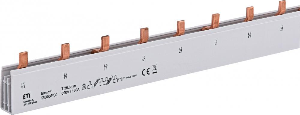 Шина соединительная ETI IZS 50/3F/30 3P 160А типа PIN 30 модулей 50 мм2 105 см (2921265)