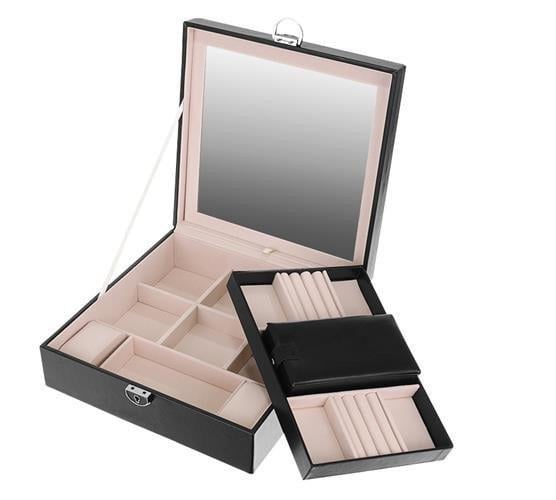 Скринька-органайзер для прикрас BeautyLushh з дзеркалом та ключем 25,5х25,5х30 см Чорний (27777814) - фото 8 Скринька-органайзер для прикрас BeautyLushh з дзеркалом та ключем 25,5х25,5х30 см Чорний (27777814) - фото 8