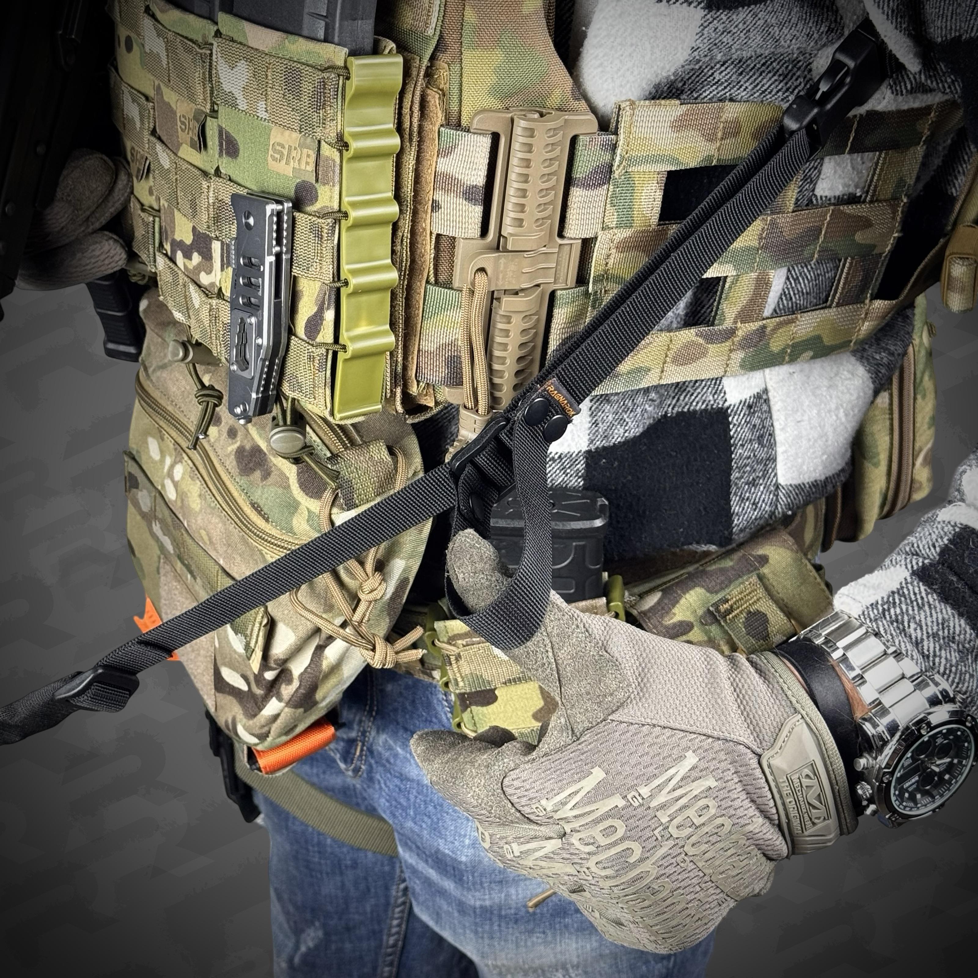 Ремінь для зброї одно/двоточковий еластичний Ragnarok FORSETI Чорний - фото 6