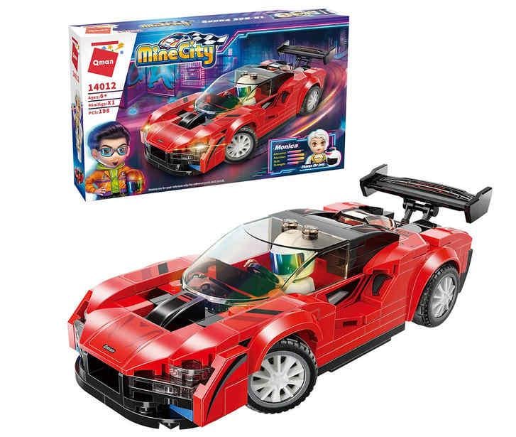 Конструктор Qman Автогонки Гоночная машина 198 дет. Красный