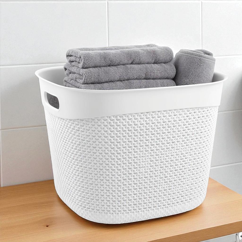 Корзина для хранения с ручками пластиковая 36 л Белый (29738275)