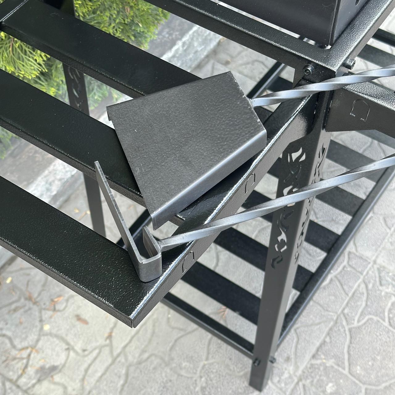 Полка боковая Metalzavod для мангала Прометей на 9-12 шампуров металлическая 30,95х34,1х6,85 см (PLK-MDR12) - фото 5 Полка боковая Metalzavod для мангала Прометей на 9-12 шампуров металлическая 30,95х34,1х6,85 см (PLK-MDR12) - фото 5