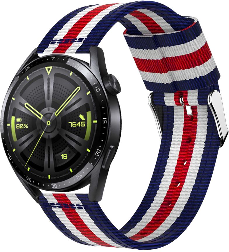 Ремешок тканевый Canvas для Huawei Watch GT3 46 мм Blue/White/Red (26139)