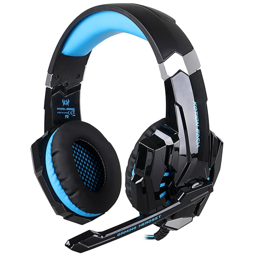 Наушники KOTION EACH Gaming with LED G9000 Aux USB Black/Blue (532573)