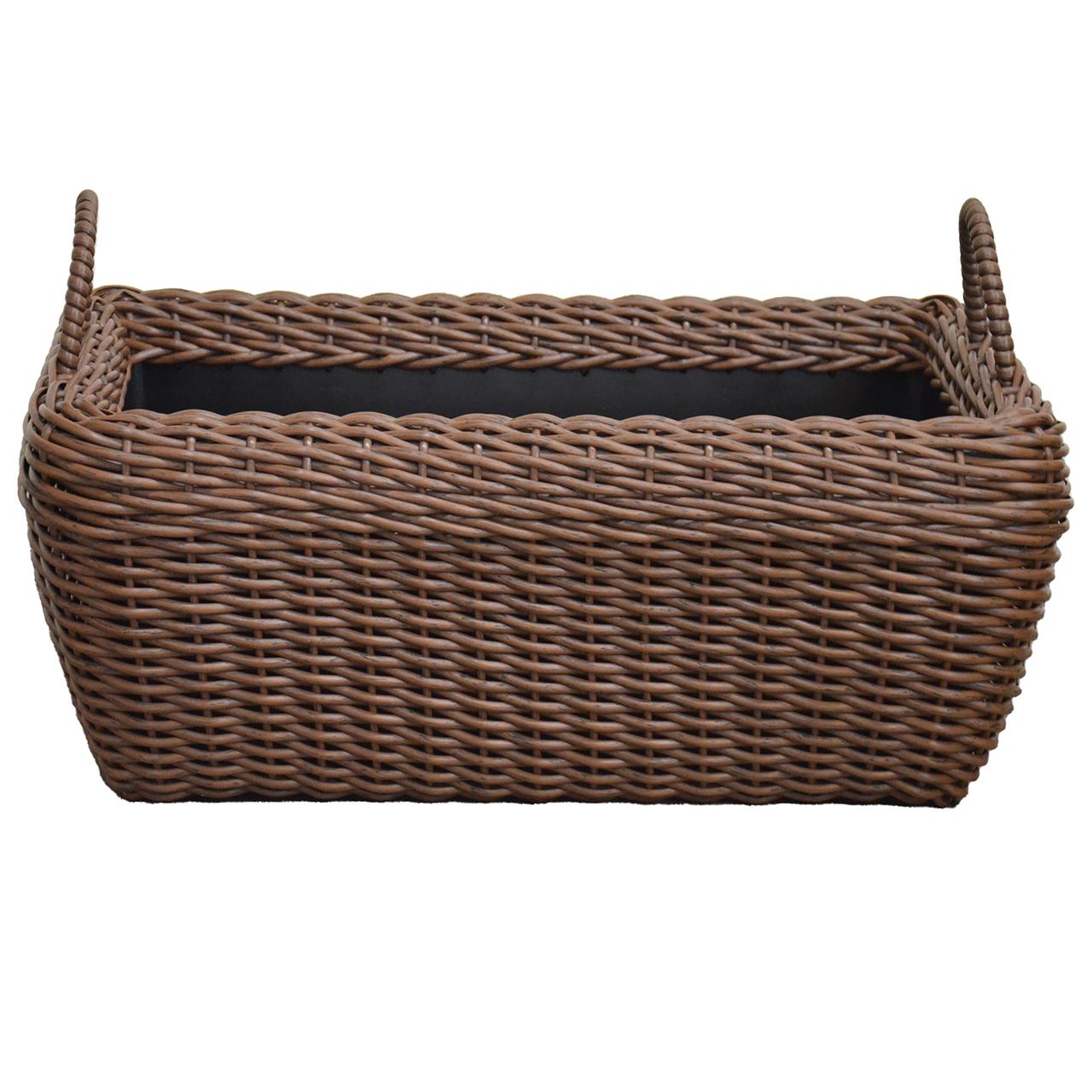 Дровница-корзина прямоугольная плетеная из искусственного ротанга/ручной работы 60 л Молочный шоколад (12511723)