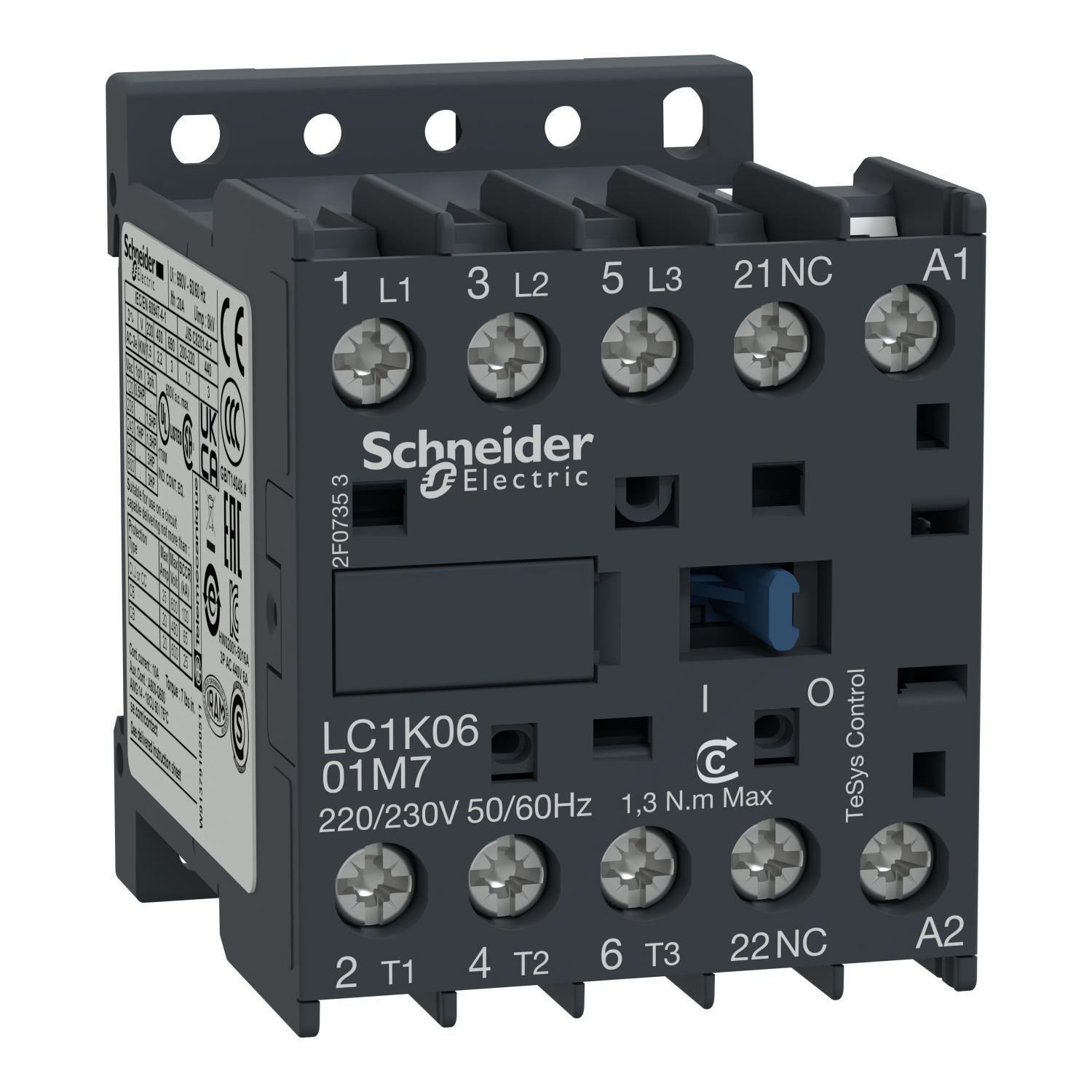 Контактор Schneider Electric 3Р 1Н3 06А 220V 50/60 Гц (LC1K0601M7)