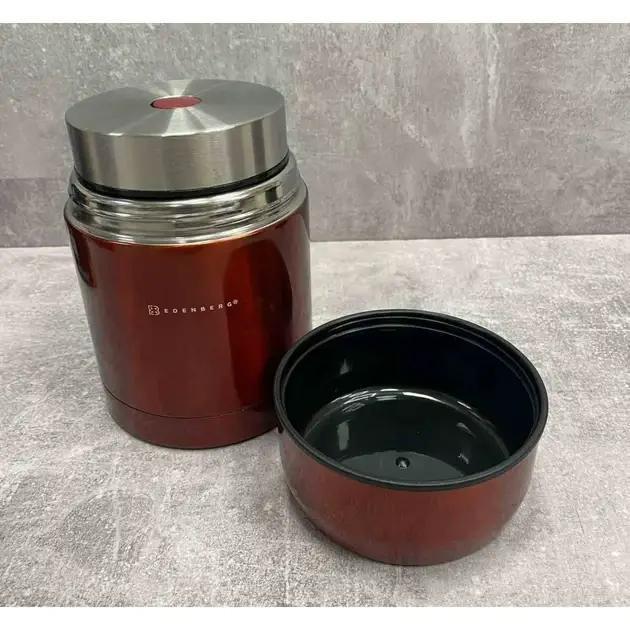 Термос пищевой ваккумный с отдельной тарелкой Edenberg EB-3509 800 мл Красный - фото 2