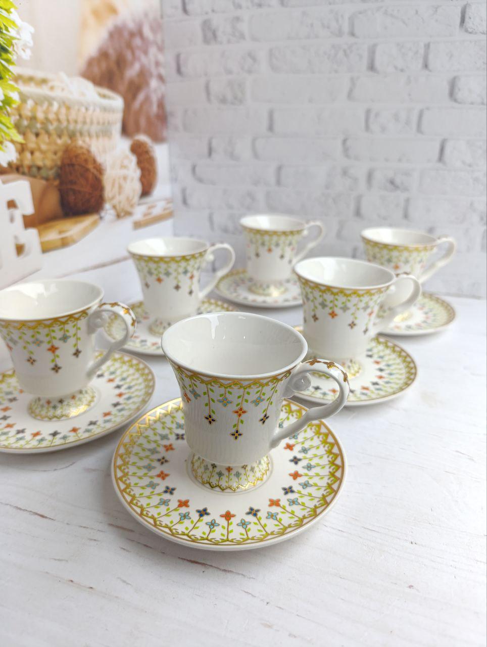 Сервиз кофейный SNT Золотая соната фарфоровая 90 мл 12 пр. (032-12-90)