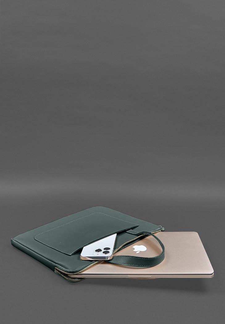 Чехол кожаный с ручками для ноутбука 13" Зеленый (A-028252) - фото 6 Чехол кожаный с ручками для ноутбука 13" Зеленый (A-028252) - фото 6