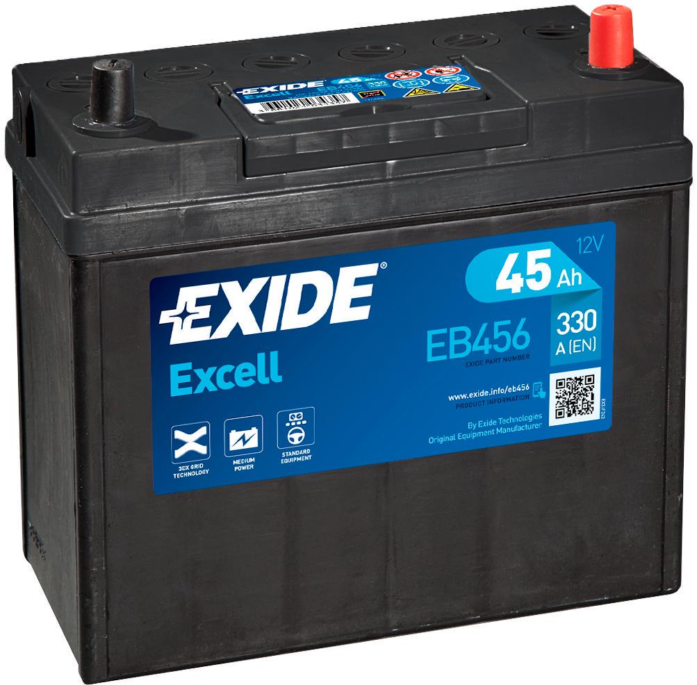 Акумулятор автомобільний EXIDE Excell EB456 EN 6СТ-45 Ah АзЕ Asia 330 A (76218)