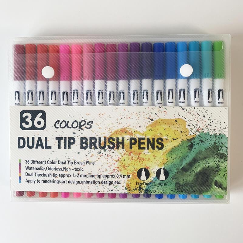 Маркеры-линеры Dual Tip Brush Pens на водной основе двухсторонние 36 шт