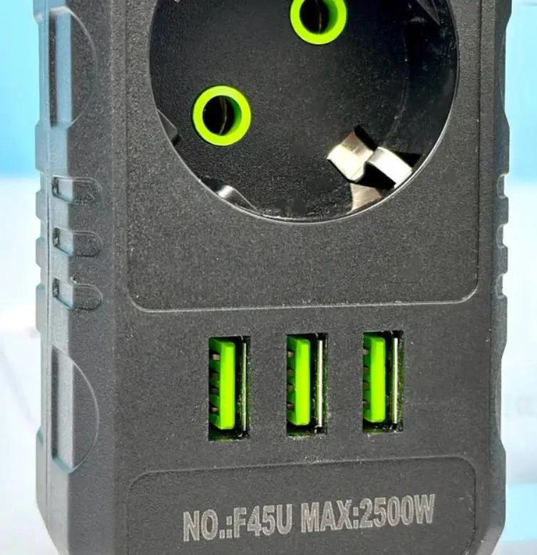 Подовжувач мережевий UA Power F45U 5 розеток 3USB 2 м Black - фото 2