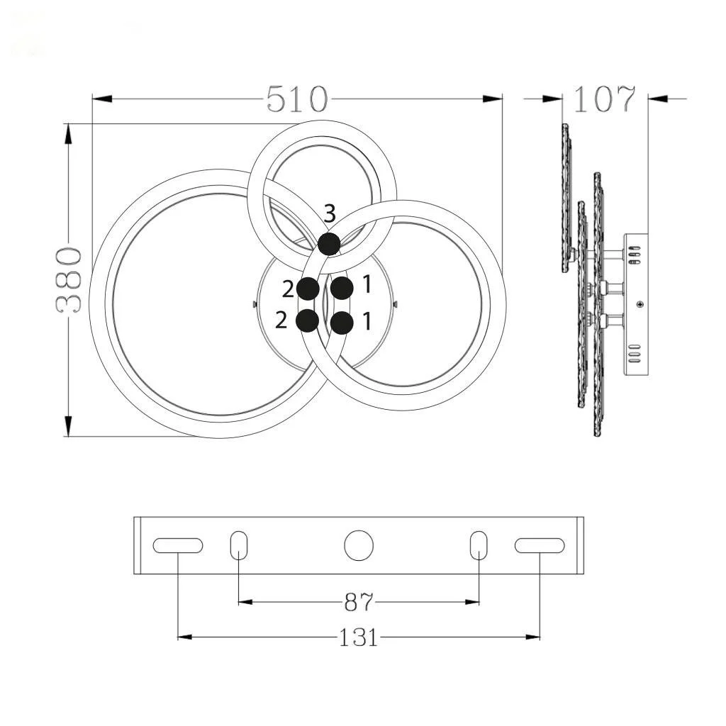 Люстра светодиодная ESLLSE TRIO 3R с пультом 70 Вт 510x380x107 мм Белый (10618) - фото 9 Люстра светодиодная ESLLSE TRIO 3R с пультом 70 Вт 510x380x107 мм Белый (10618) - фото 9