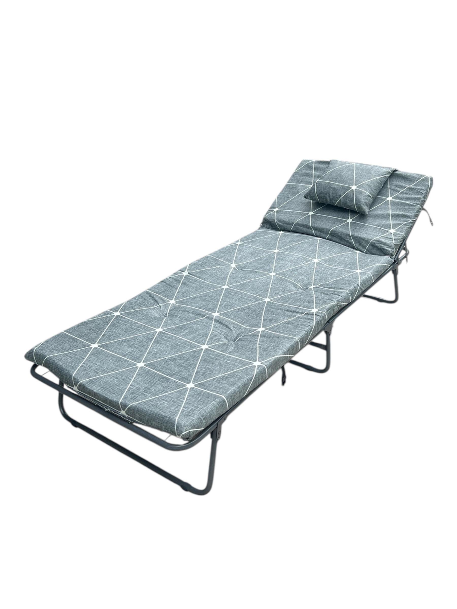 Розкладачка Senya М60 з матрацом 6 см і подушкою сіра 193х75х32 см (26499727)