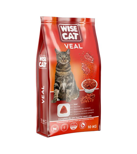 Корм сухой для кошек телятина Wise Cat Veal 10 кг (36808186)