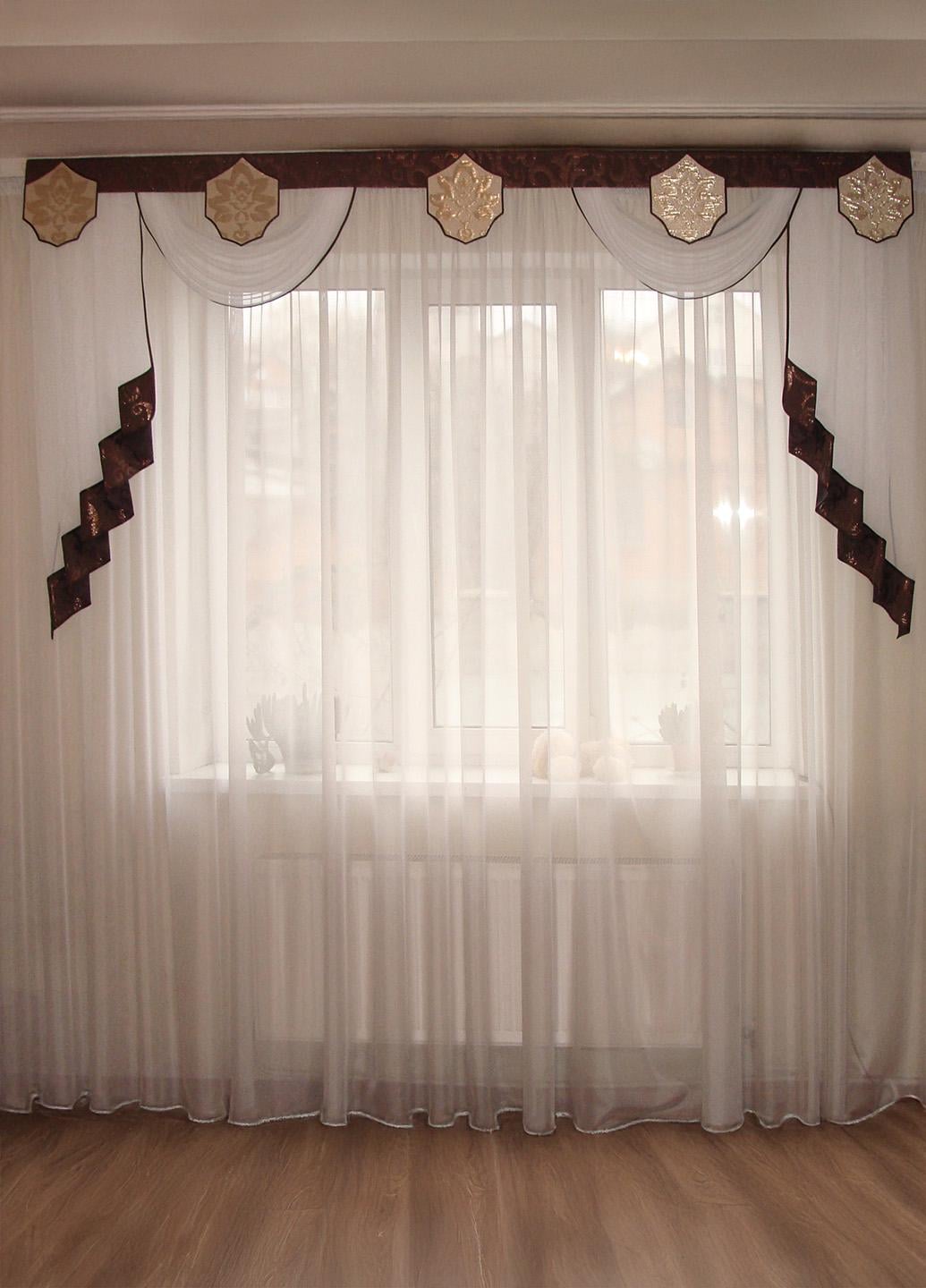 Ламбрекен жорсткий Firanka Damask Корона 250 м Шоколадний/Бежевий (141_5ж)