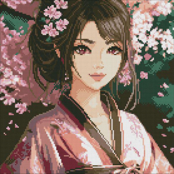 Алмазная мозаика Идейка Цветение сакуры с голограммными стразами AB 40x40 см (Id-AMC7828)