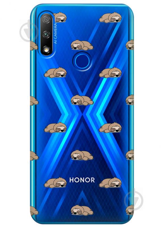 Прозрачный силиконовый чехол iSwag для Huawei Honor 9X с рисунком - Спящие ленивцы (KS2741)