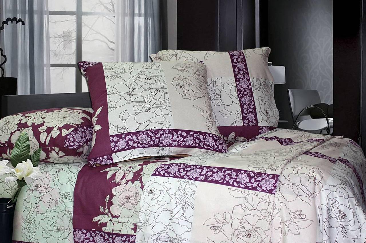 Комплект постельного белья Еней-плюс Т0240 двуспальный Красный/Белый