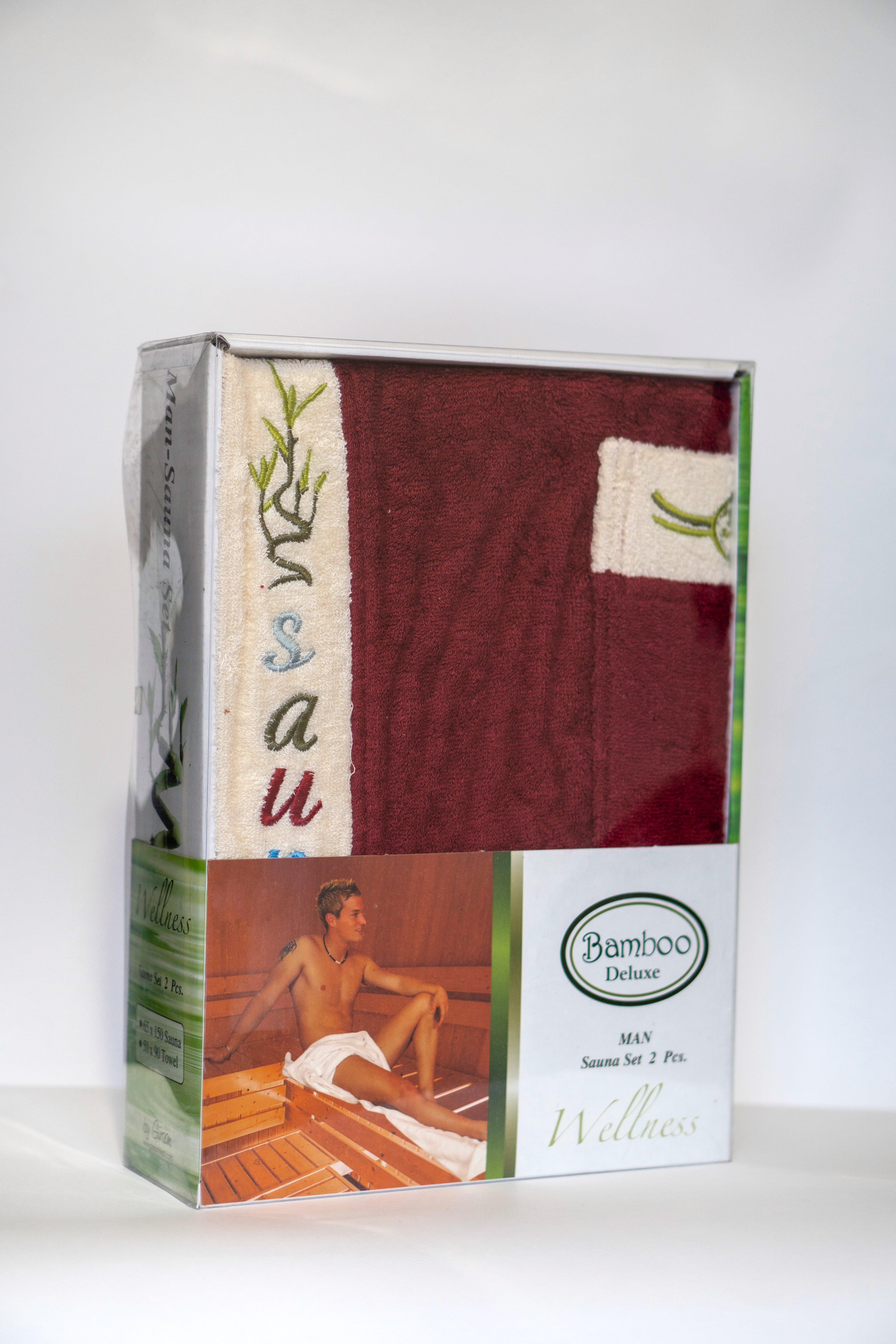 Набор бамбуковых полотенец 65х150 для сауны Бордовый