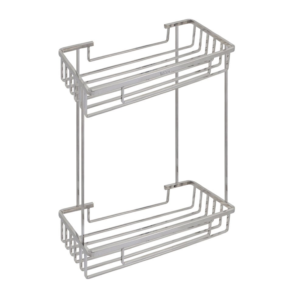Полиця для ванної кімнати Trento SS304 прямокутна подвійна