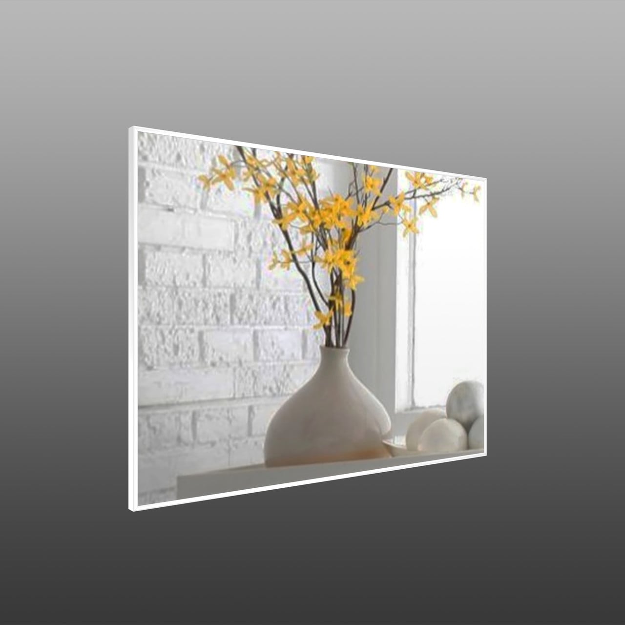 Зеркало настенное в алюминиевой раме Art-Com 700х500 мм Белый (Alum-White-6)