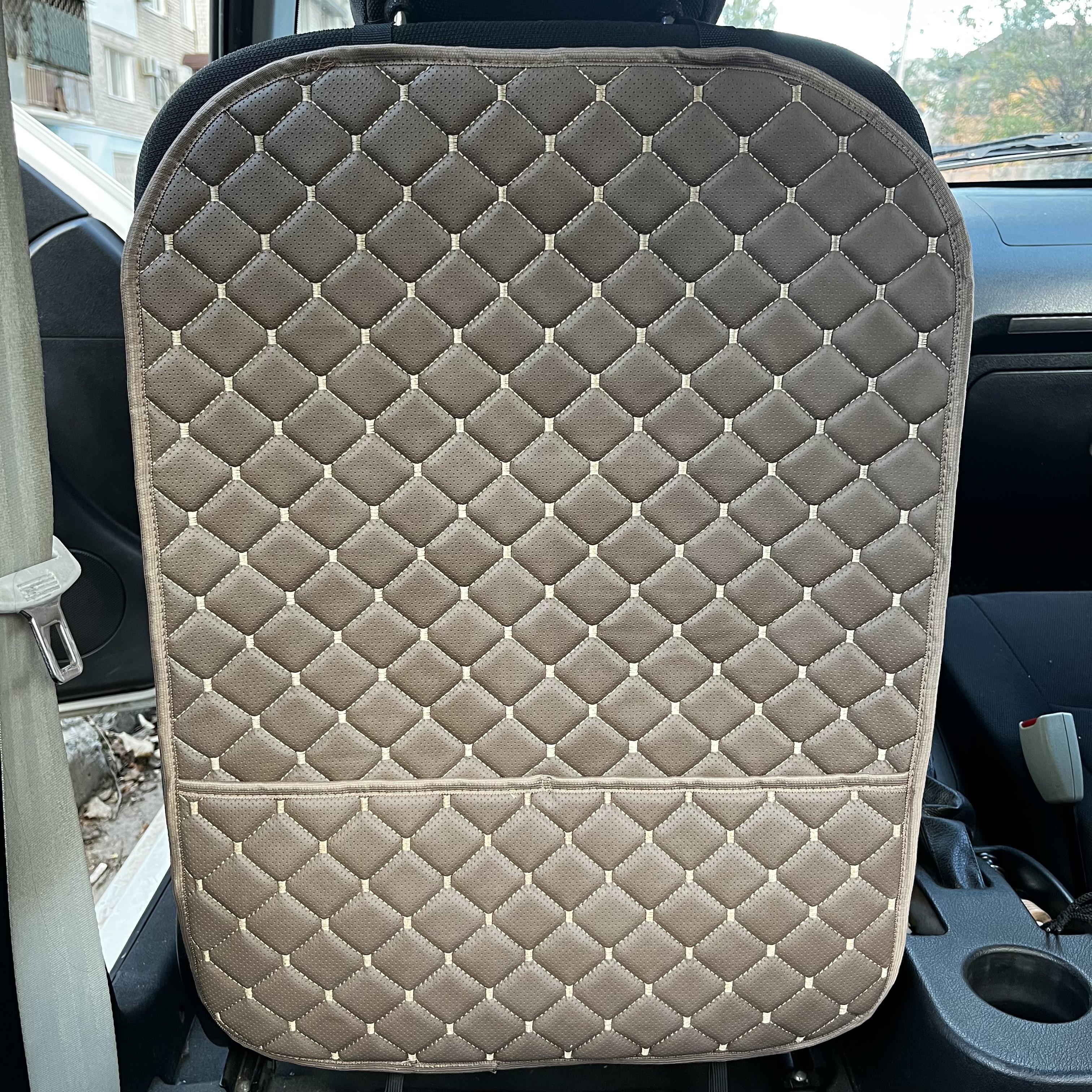 Накидка захисна на спинку переднього сидіння автомобіля з екошкіри 60x45 см з карманами Світло-коричневий (29882957) - фото 1