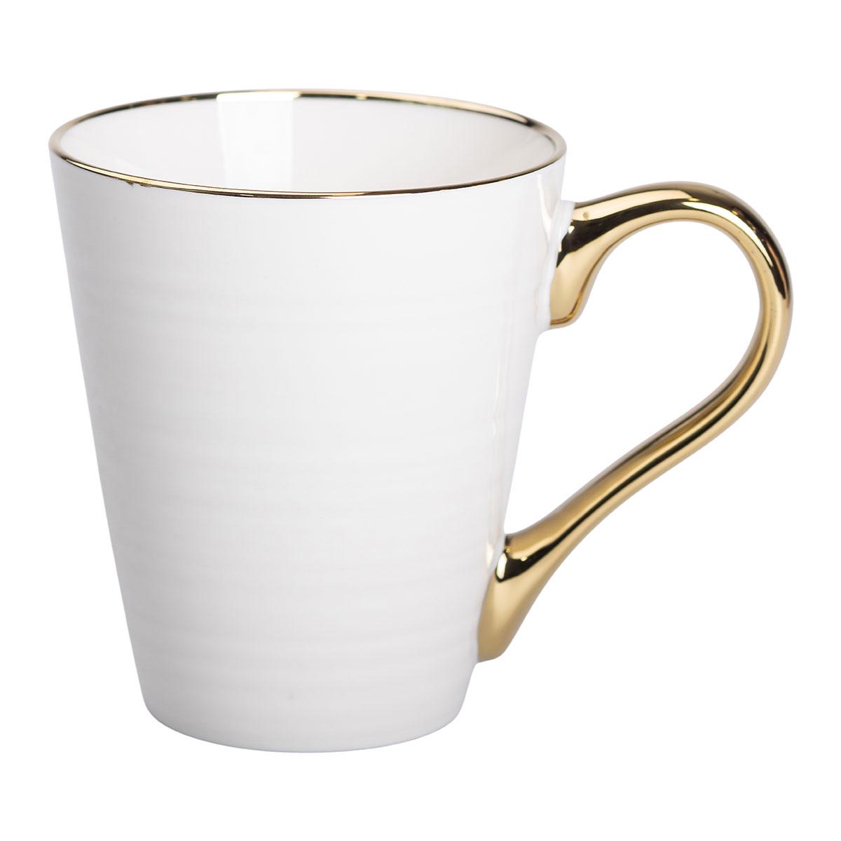 Чашка керамическая Light House с золотым ободком и позолоченной ручкой 320 мл Белый (LG-20173)