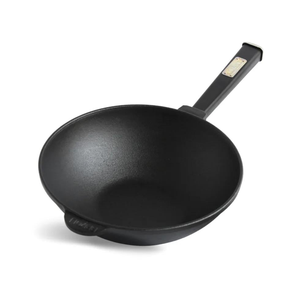 Сковорода чугунная Wok с деревянной ручкой 2,2 л