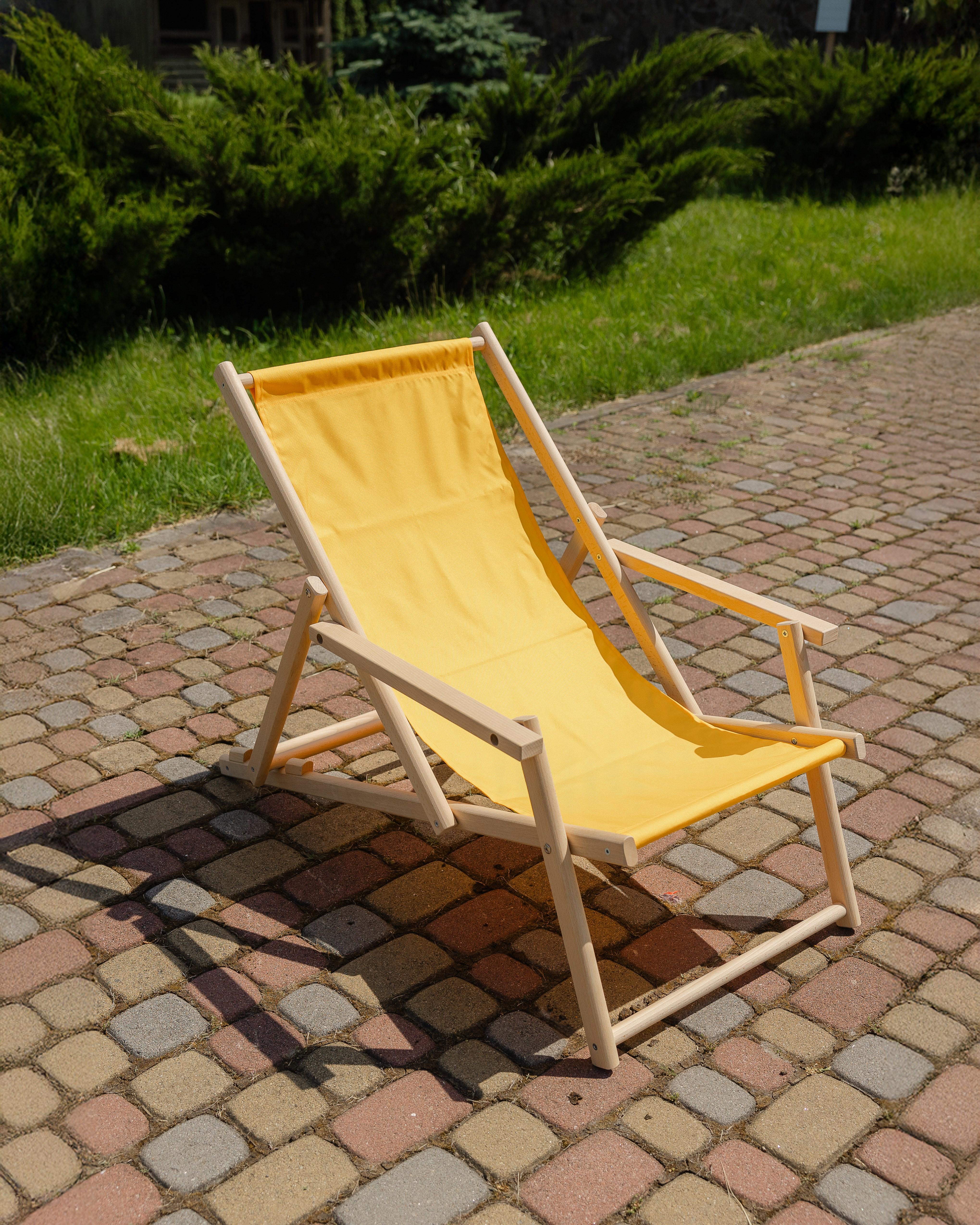Шезлонг дерев'яний розкладний XRmaster Жовтий (0002237) - фото 3 Шезлонг дерев'яний розкладний XRmaster Жовтий (0002237) - фото 3