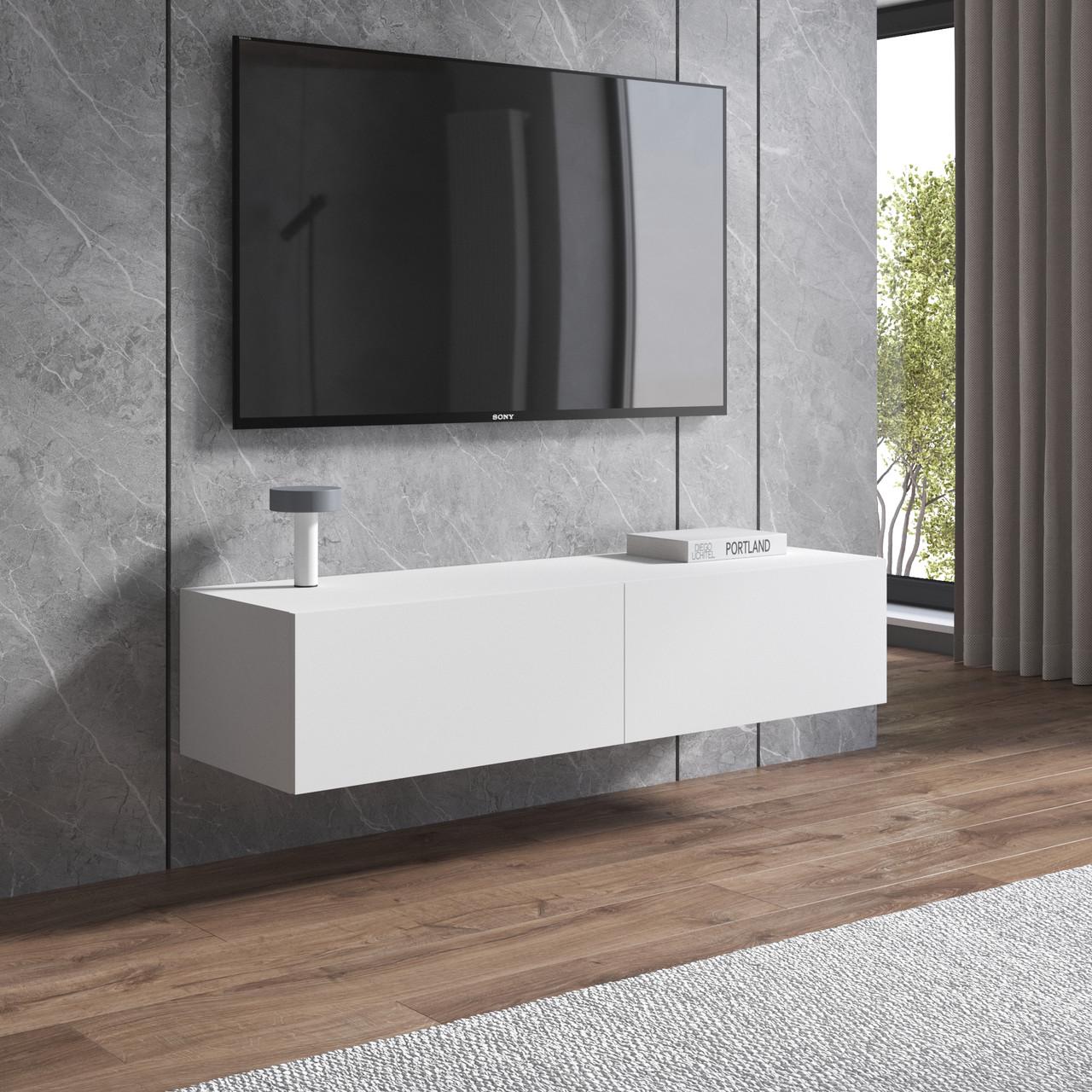 Тумба под телевизор навесная Вайс M-18 1392х418х300 мм Белый (30665763) - фото 1 Тумба под телевизор навесная Вайс M-18 1392х418х300 мм Белый (30665763) - фото 1