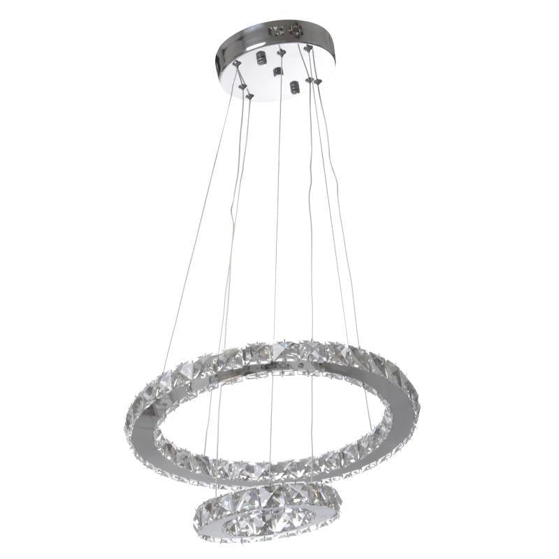 Люстра светодиодная подвесная Brille BR-988S/48 W LED с пультом хрустальные кольца