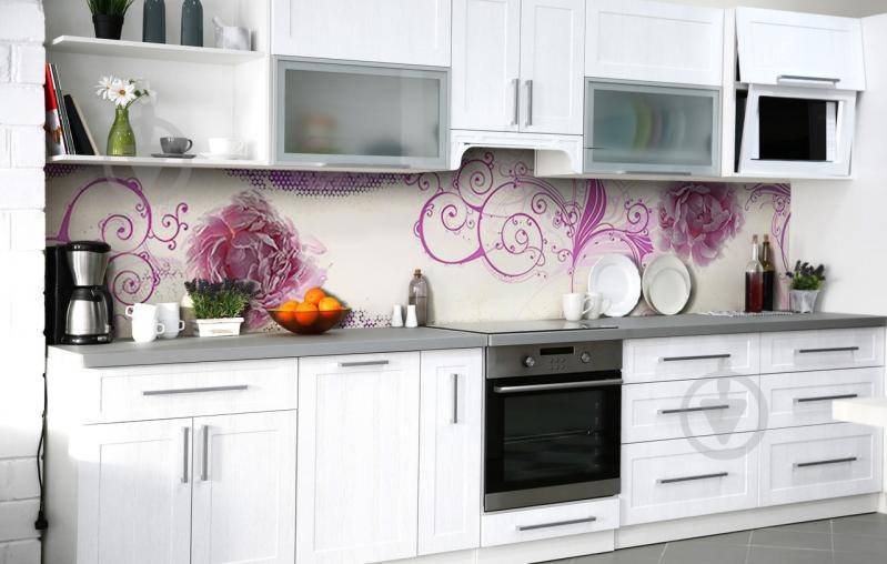 Скинали на кухню Zatarga «Пурпурний півонія» 600х2500 мм вінілова 3Д наклейка кухонний фартух самоклеюча Скинали на кухню Zatarga «Пурпурний півонія» 600х2500 мм вінілова 3Д наклейка кухонний фартух самоклеюча