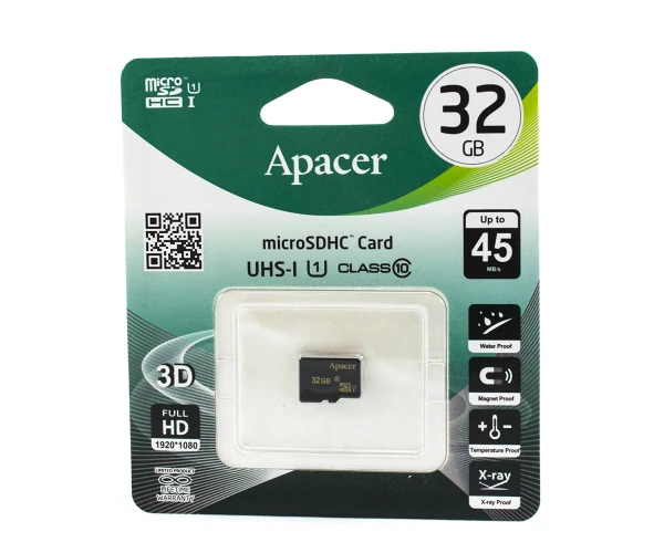 Карта памяти Apacer microSDHC 32GB Class 10 Black - фото 1 Карта памяти Apacer microSDHC 32GB Class 10 Black - фото 1