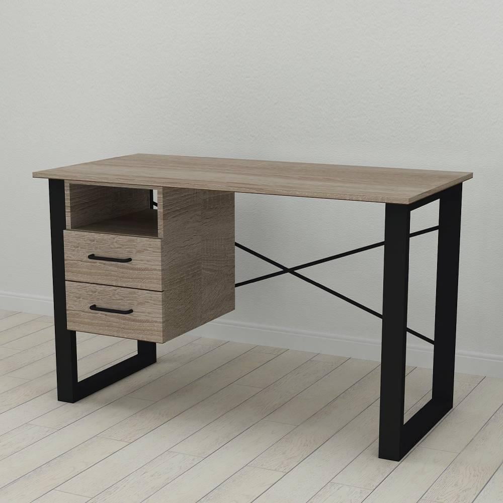 Письмовий стіл із ящиками Ferrum-decor Оскар метал/ДСП 16 мм 750x1200x700 мм Чорний/Дуб Сонома Трюфель (FRD-103259) - фото 1 Письмовий стіл із ящиками Ferrum-decor Оскар метал/ДСП 16 мм 750x1200x700 мм Чорний/Дуб Сонома Трюфель (FRD-103259) - фото 1