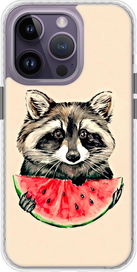 Чехол на iPhone 14 Pro Max Енотик с арбузом (4605pm-2667-42517)