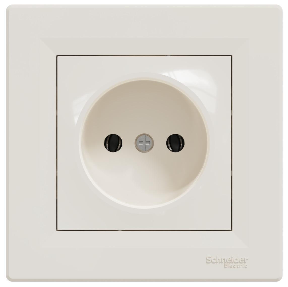 Розетка одинарная без заземления Schneider Electric Asfora с рамкой Кремовой (00000003079)
