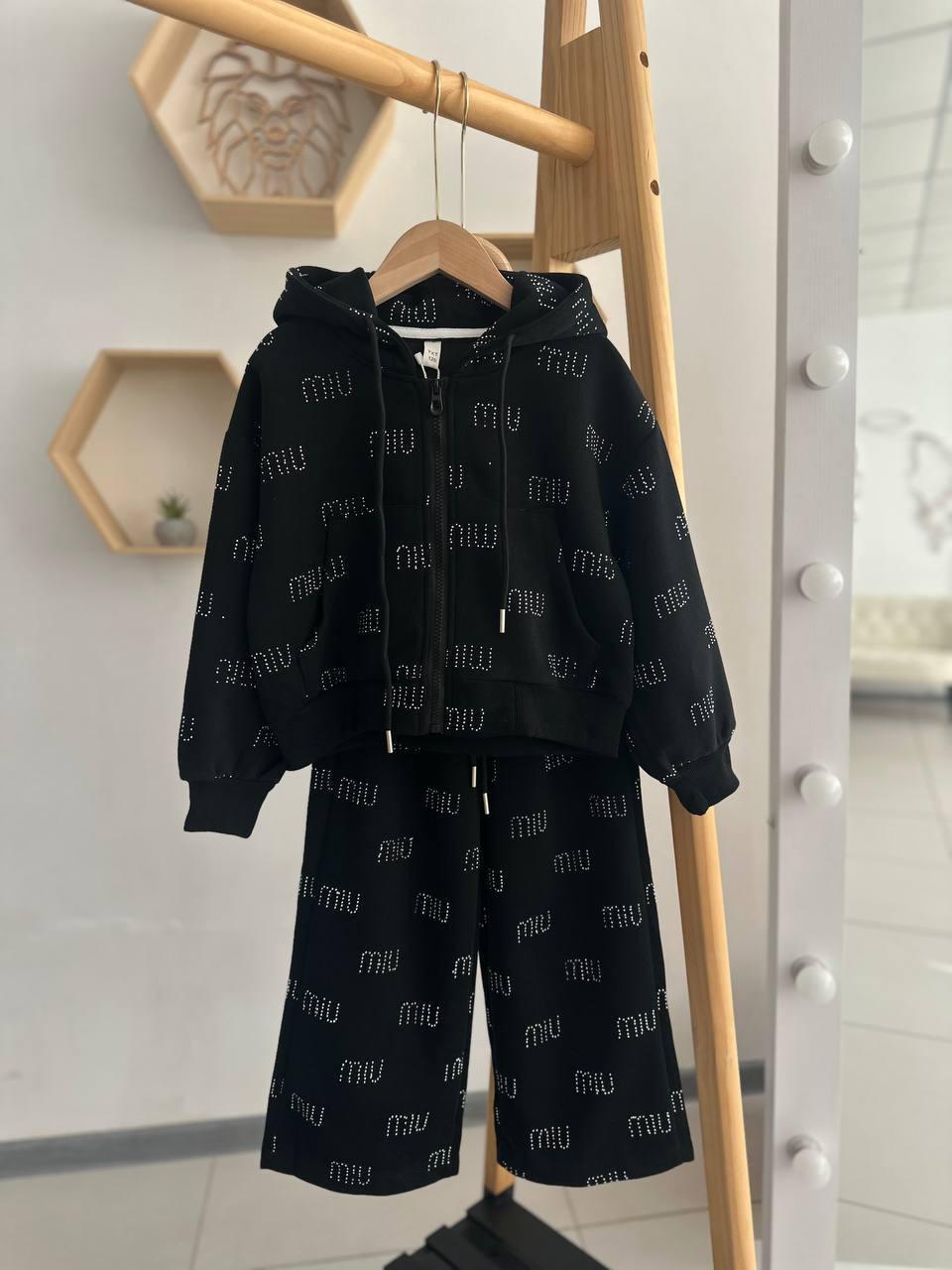 Костюм для девочки A Kids кюлоты/палаццо со стразами на замке 116 см Черный