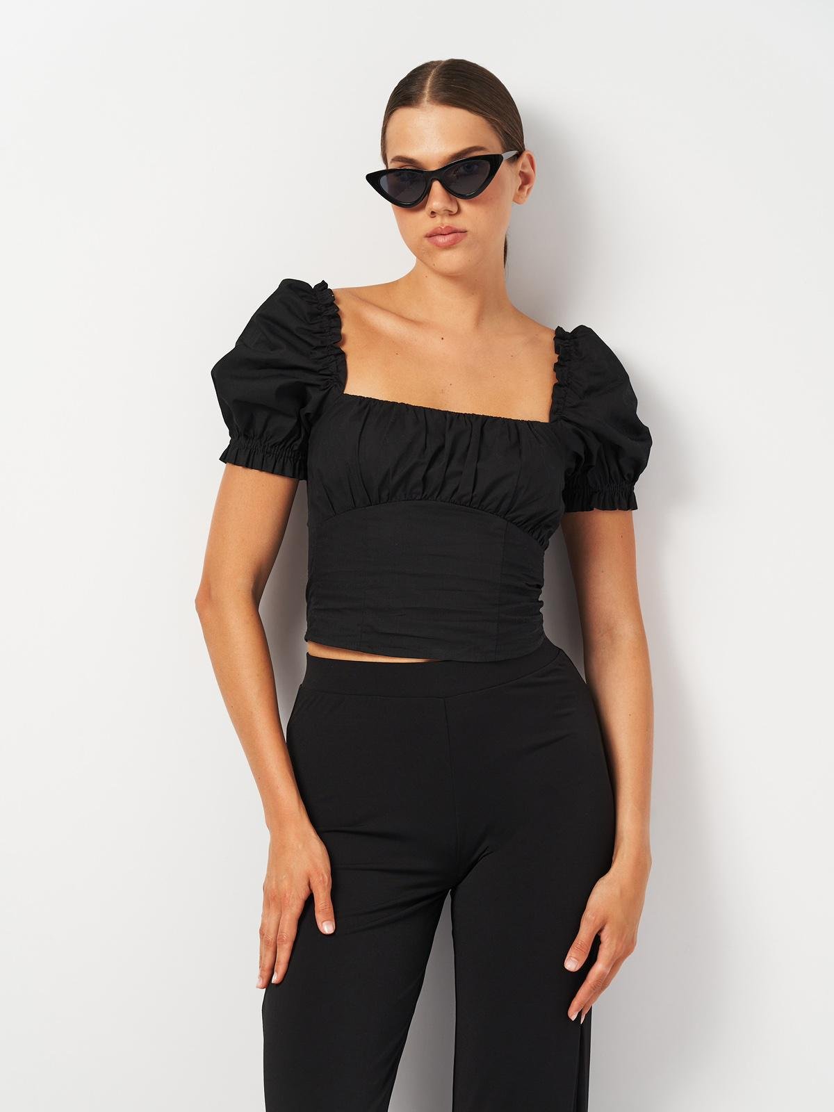 Блуза укороченная р. 34 Черный (5327406ral)