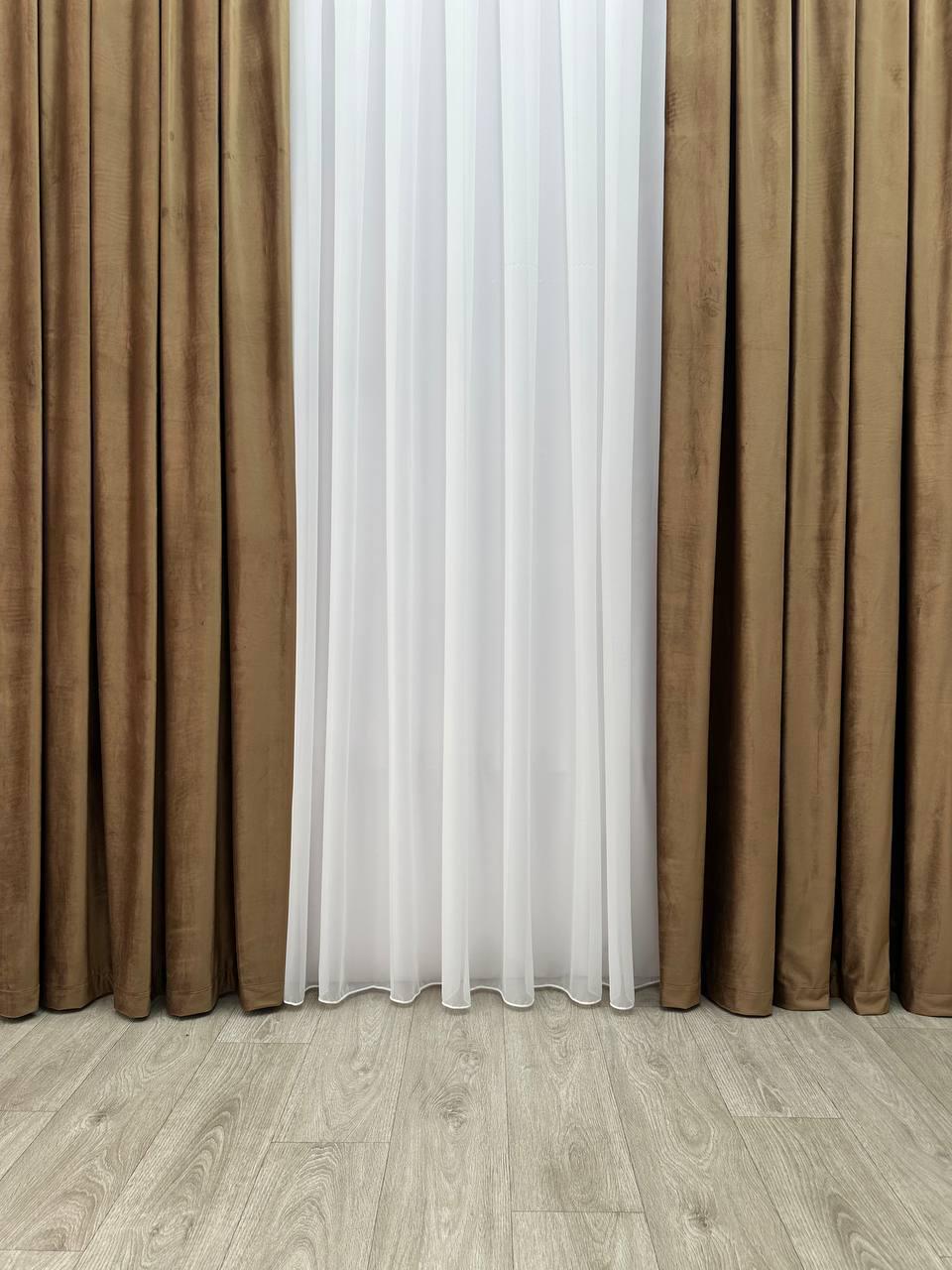 Штора бархатная на тесьме 6 см 300x250 см Светло-коричневый (6319-N16-Т43) - фото 6 Штора бархатная на тесьме 6 см 300x250 см Светло-коричневый (6319-N16-Т43) - фото 6