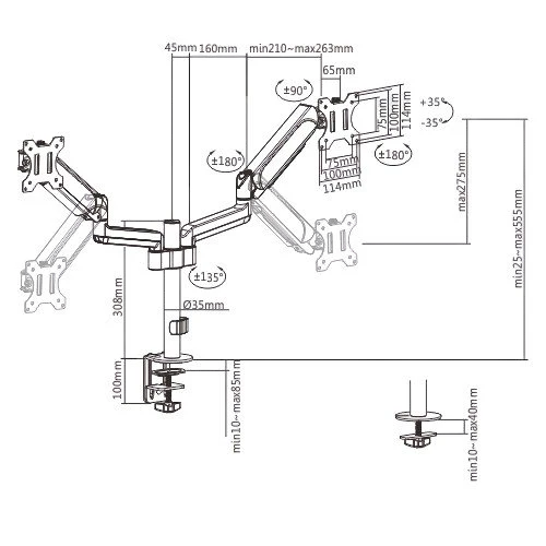 Кронштейн Gembird MA-DA2P-01 с максимальной нагрузкой 9 кг и диагональю 17-32" (30167729) - фото 2 Кронштейн Gembird MA-DA2P-01 с максимальной нагрузкой 9 кг и диагональю 17-32" (30167729) - фото 2