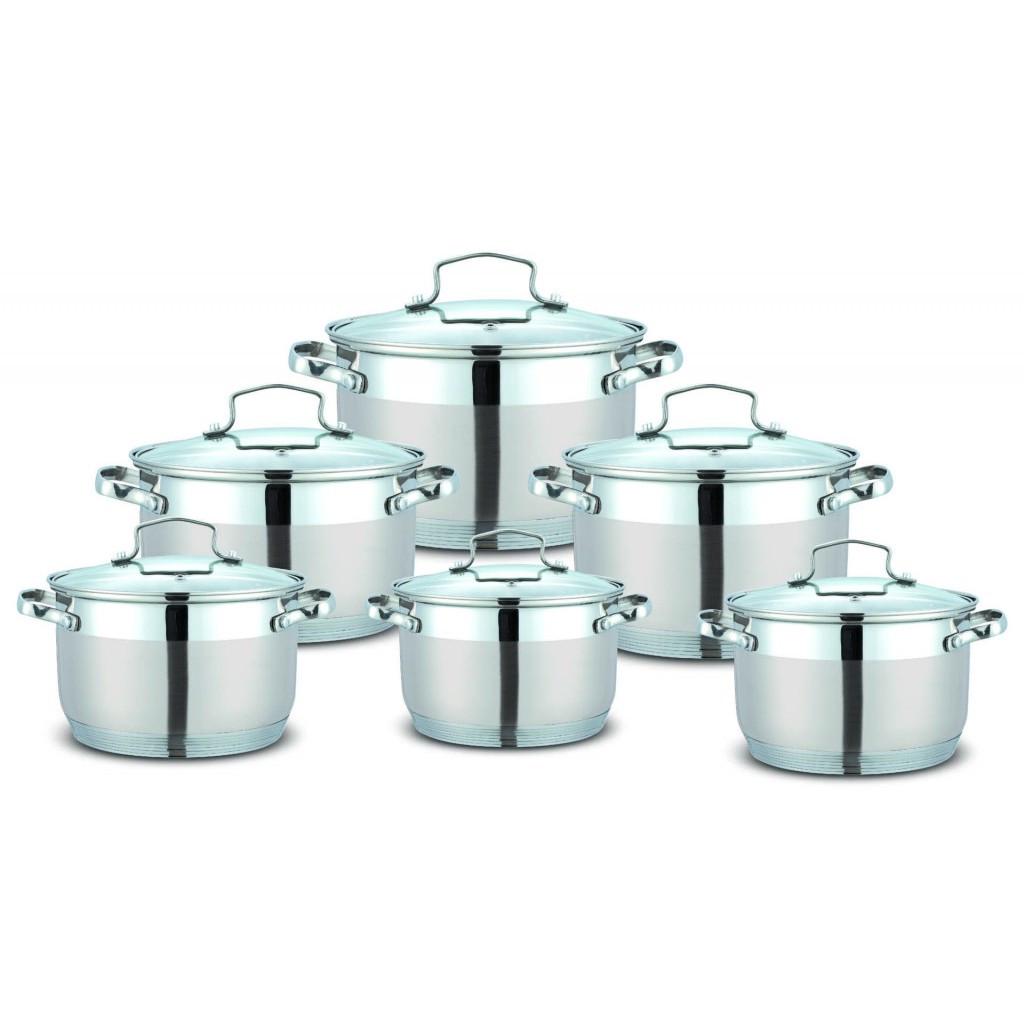 Набор кастрюль из нержавейки с мерной шкалой 12 шт. (1162-CB)