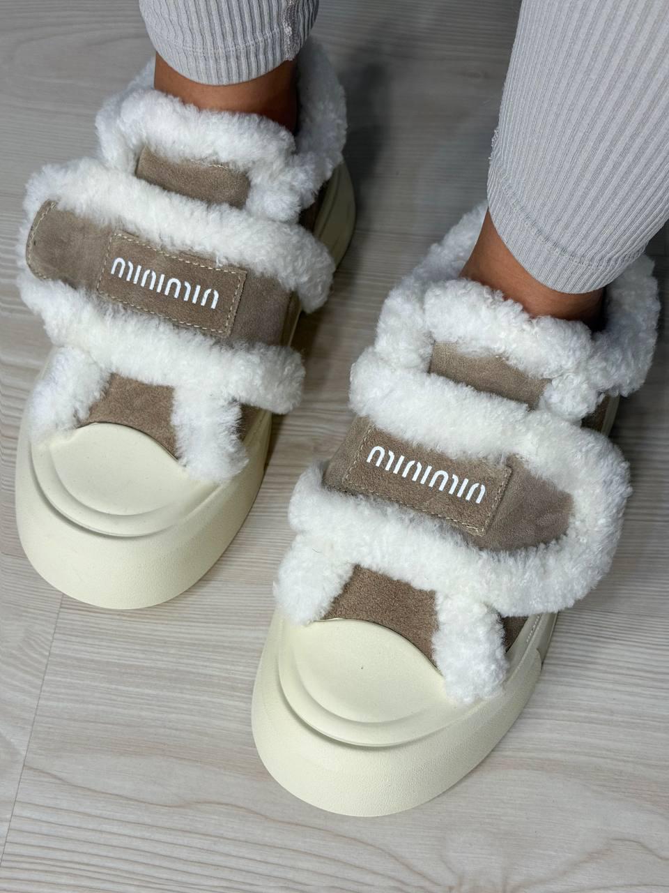 Кеди жіночі Hengji 15-3 з хутром та опушкою на липучці р. 37 Бежевий (5316) - фото 4