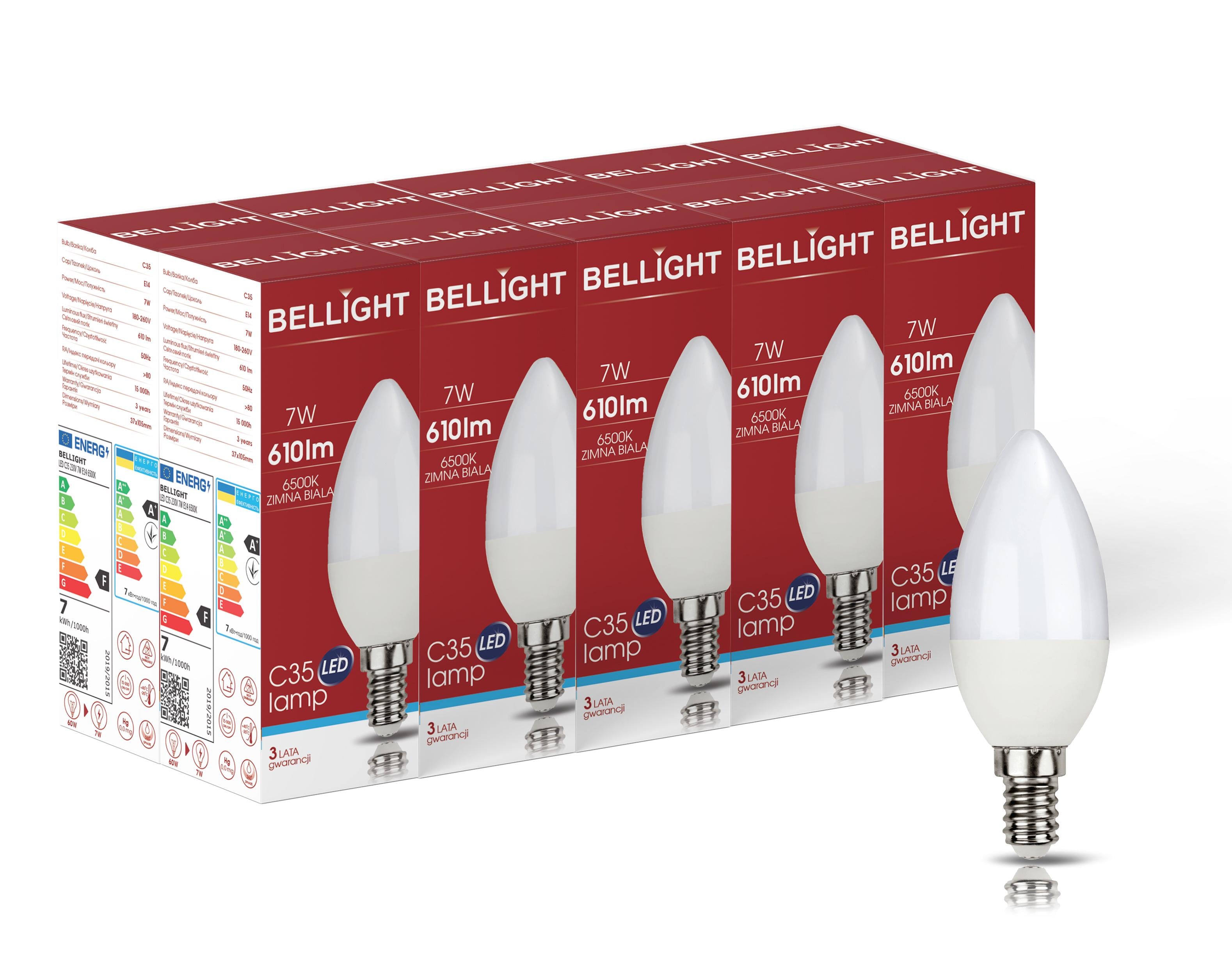 Набор ламп Bellight светодиодных С35 7W E14 6500K 10 шт.