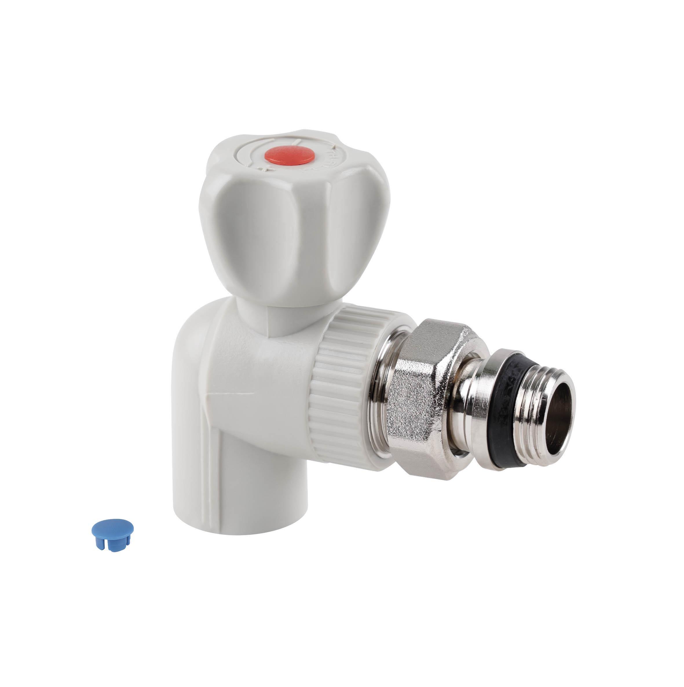 Кран полипропиленовый шаровый Thermo Alliance 20х1/2"Н угловой для радиаторов. Кран полипропиленовый шаровый Thermo Alliance 20х1/2"Н угловой для радиаторов.